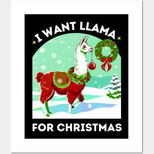 Llama Love for Christmas Posters and Art